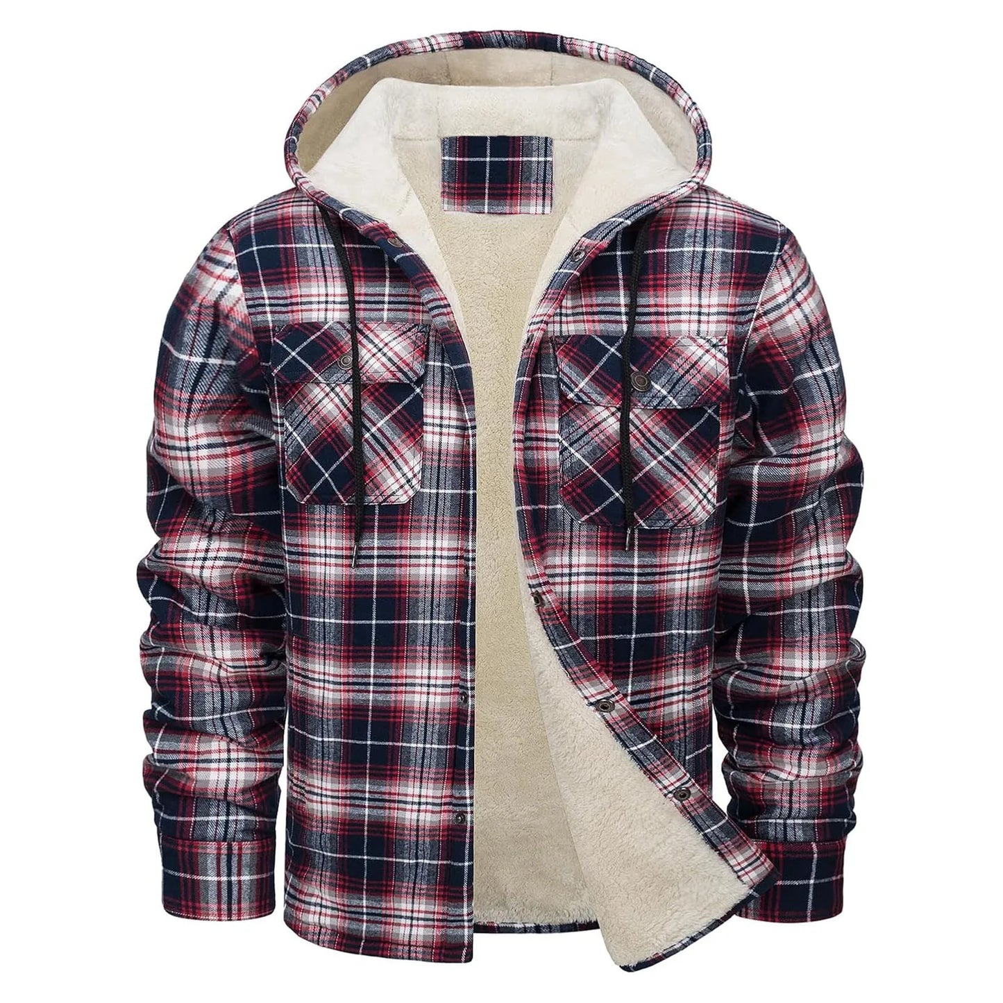 Thick Warm Flannel Hooded Jacket Mens