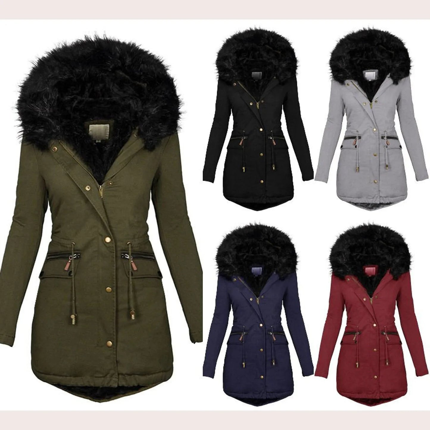 Women's Long Parka - Faux Fur