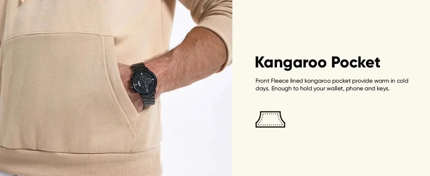 Men's vintage patterned hooded sweatshirt long sleeves drawstring hood sporty autumn pullover with kangaroo pocket.