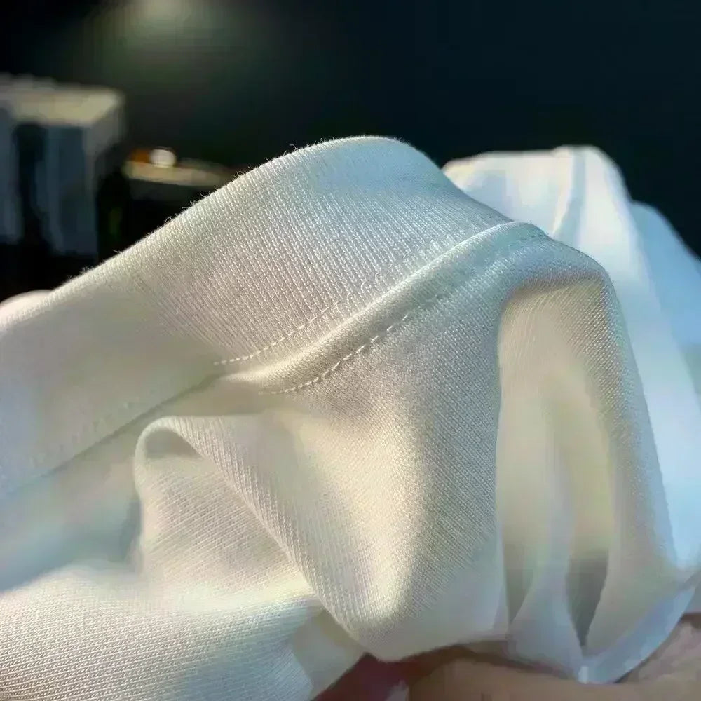 Close-up of soft fabric detail of Pierce The Veil Band T-Shirt - Black Unisex Cotton Crew Neck Tee.