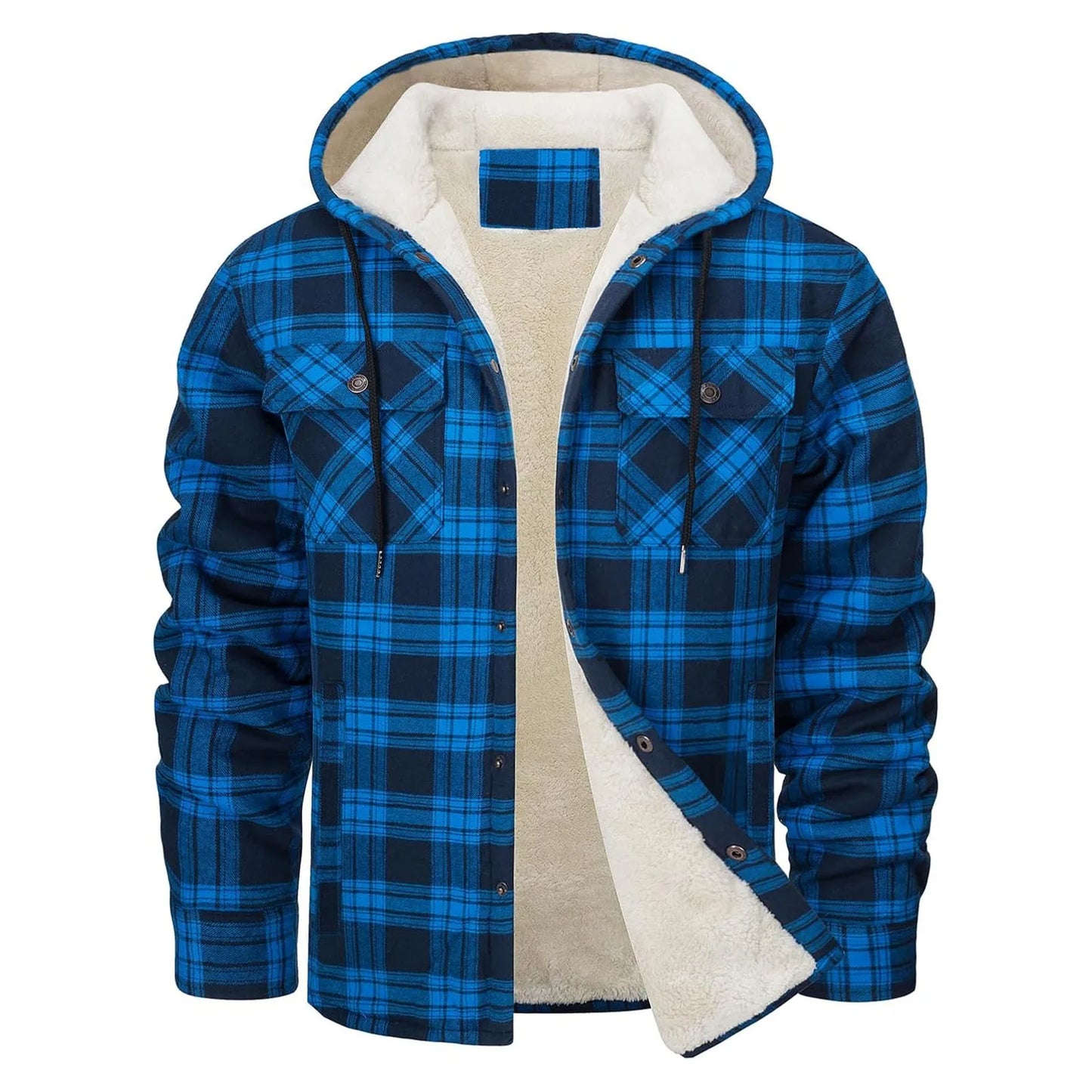 Thick Warm Flannel Hooded Jacket Mens