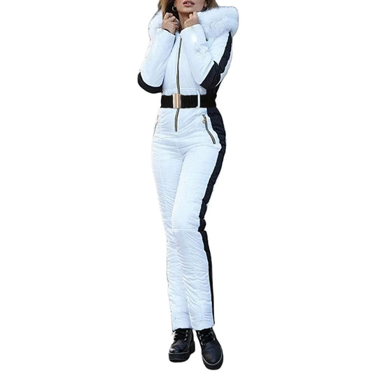 Women's Ski Parka - Thickened Quilted Jumpsuit with Removable Zipper