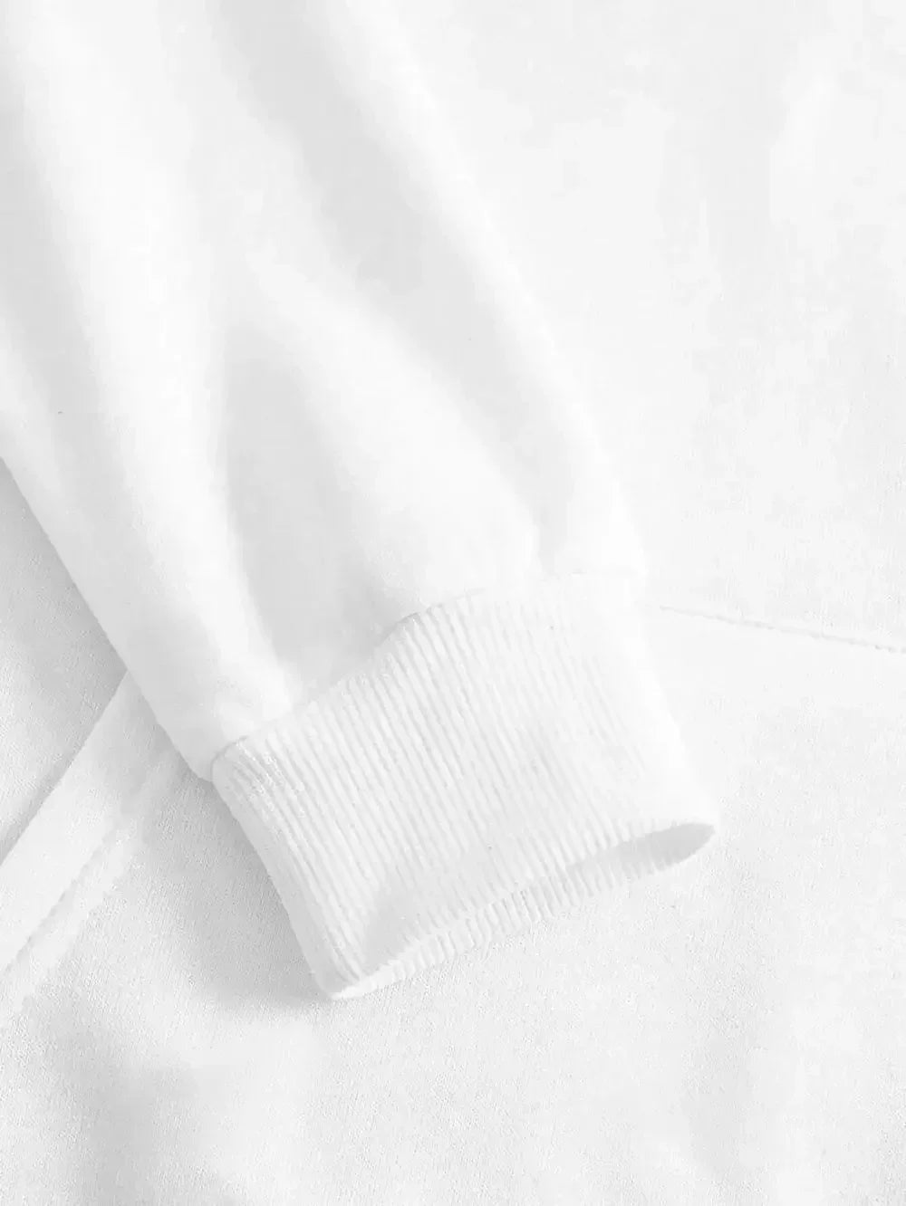 Men's vintage patterned hooded sweatshirt long sleeves drawstring hood sporty autumn pullover sleeve detail.