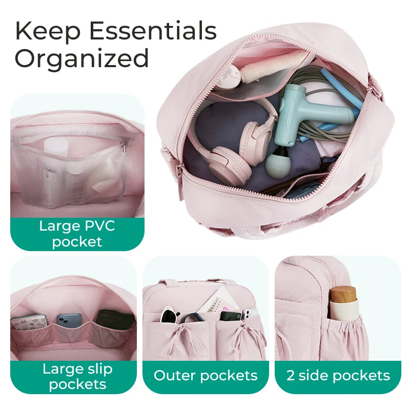 BAGSMART Waterproof Duffel Bag for Women with Wet Pocket Travel Weekender Shoulder Bag Carry on Beach Essentials Soft Polyester