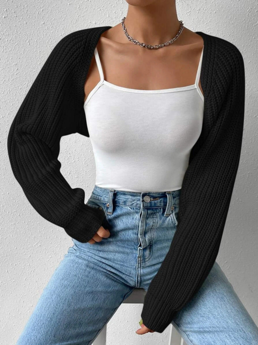 Women's Open Front Cropped Cardigan