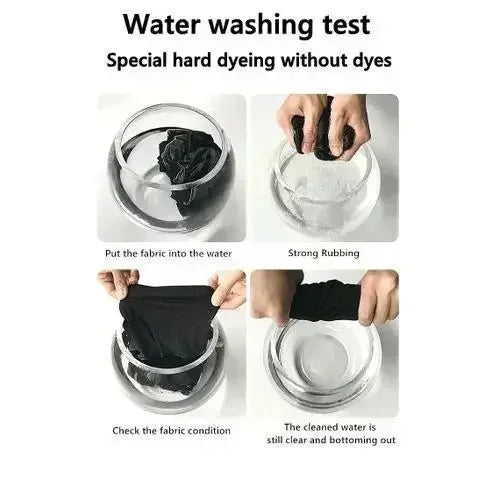 Water washing test demonstrating special hard dyeing process on fabric without dyes.