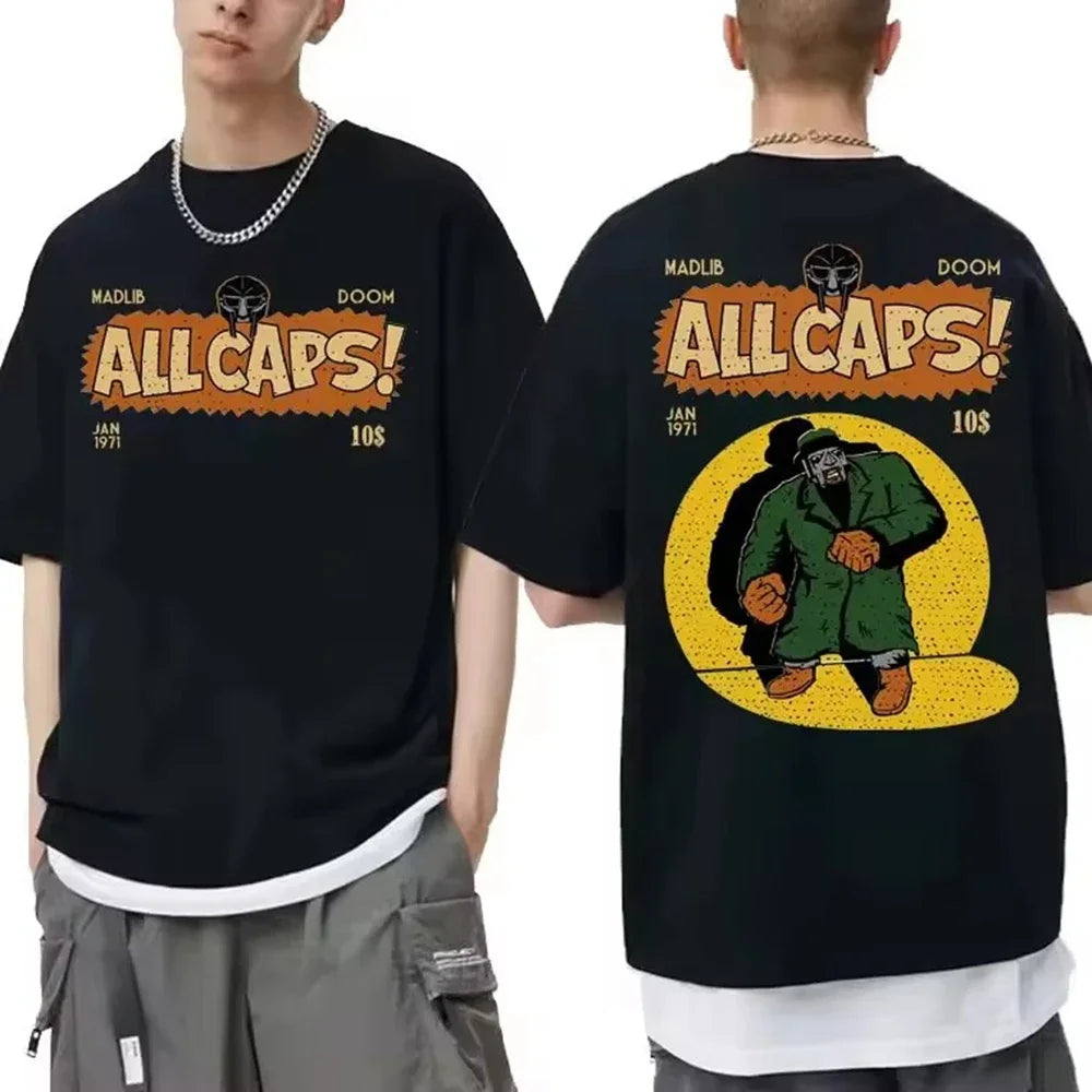 Camisetas Mujer Men Clothing Homme Printing T Shirt New in Top Singer Mf Doom Madlib Madvillain Double Sided Graphic Tshirt