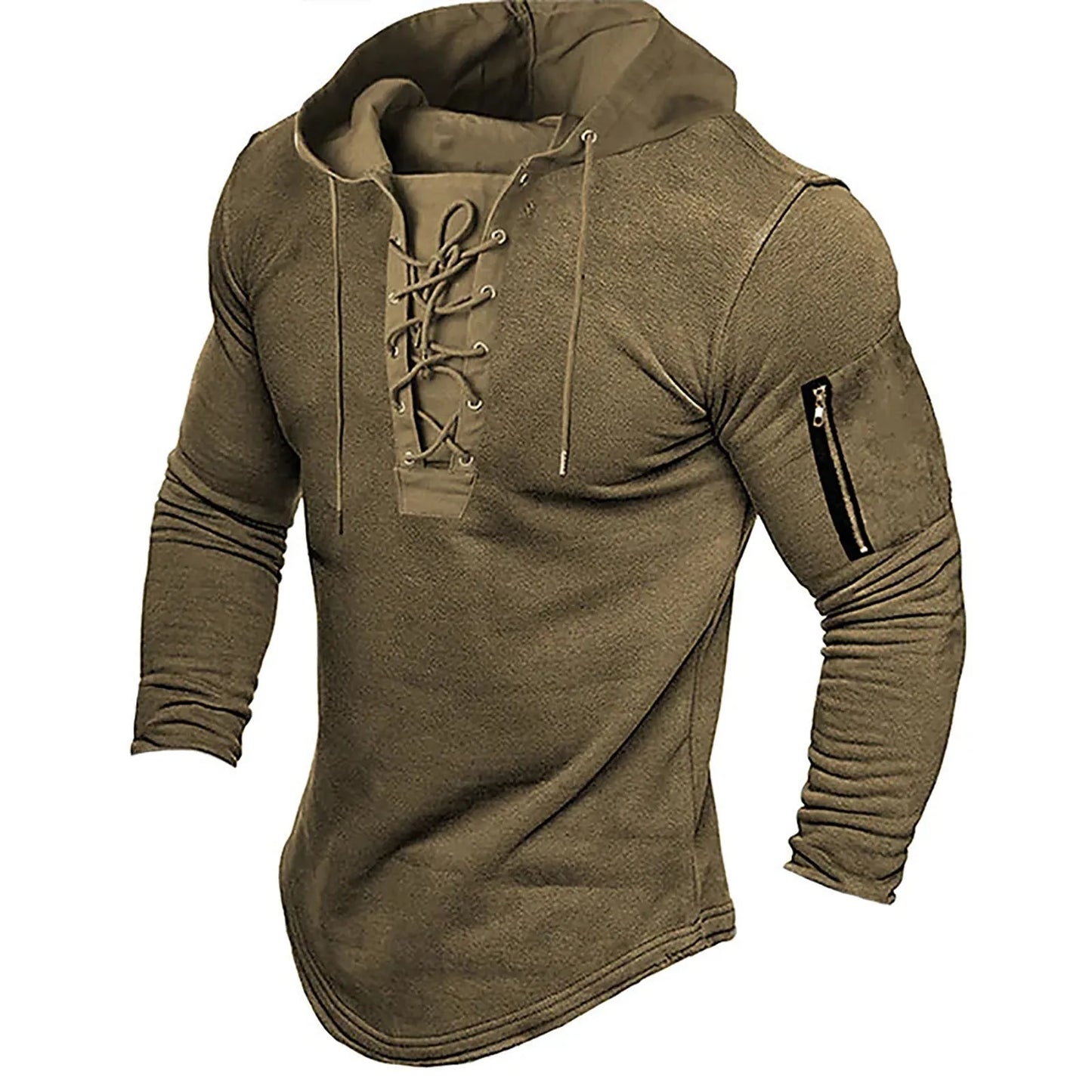 Men's Lace-Up Pullover Hoodie