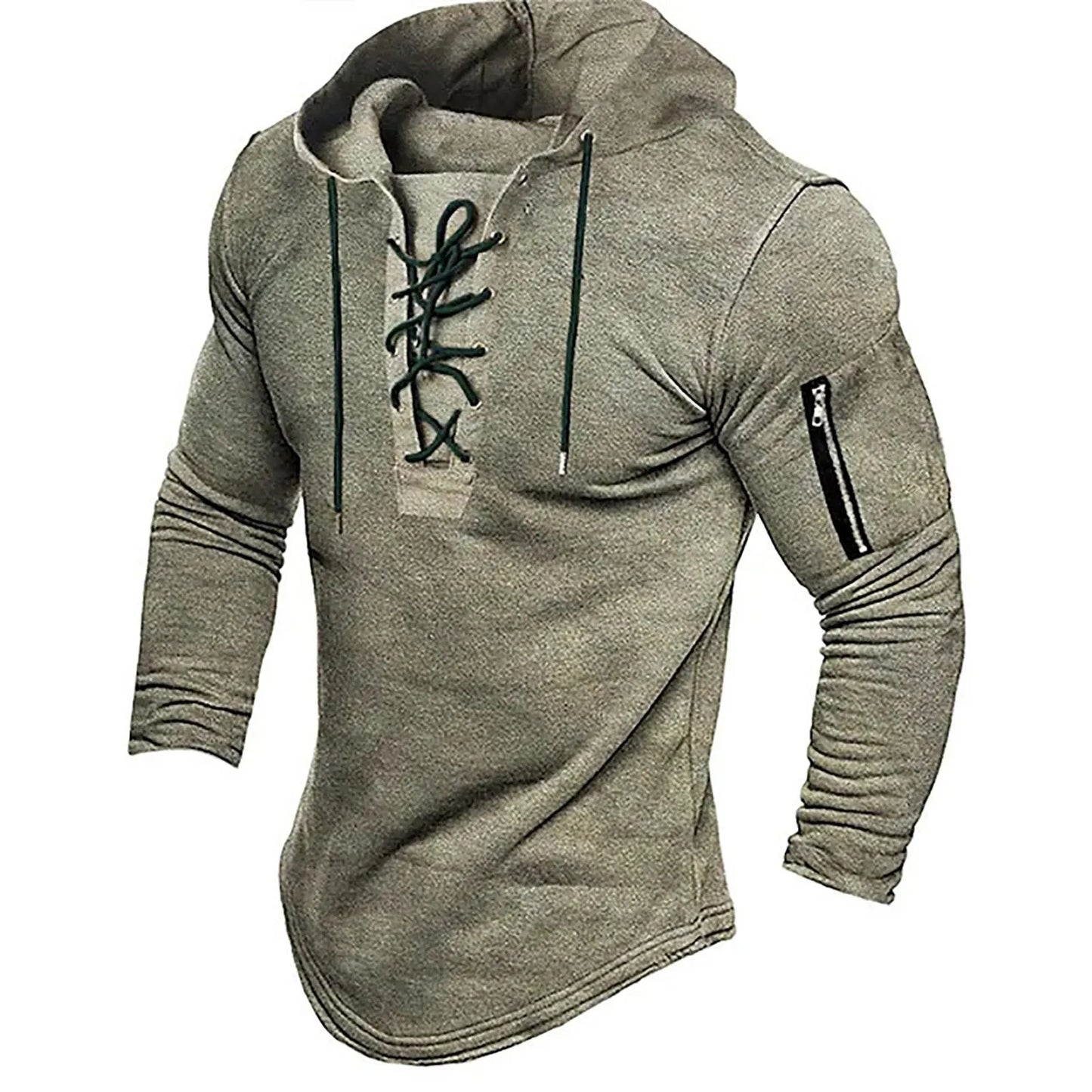 Men's Lace-Up Pullover Hoodie