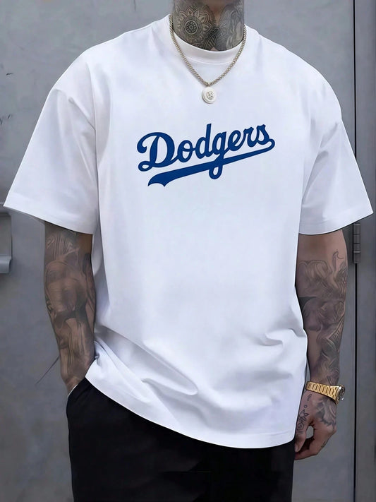 Dodgers T-Shirt for men - Premium Baseball Fan Apparel displayed on a model wearing a stylish white tee with Dodgers logo.