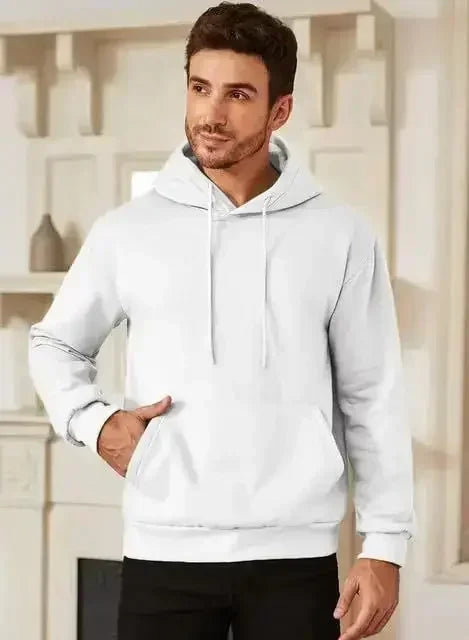 Men's vintage patterned hooded sweatshirt long sleeves drawstring hood sporty autumn pullover