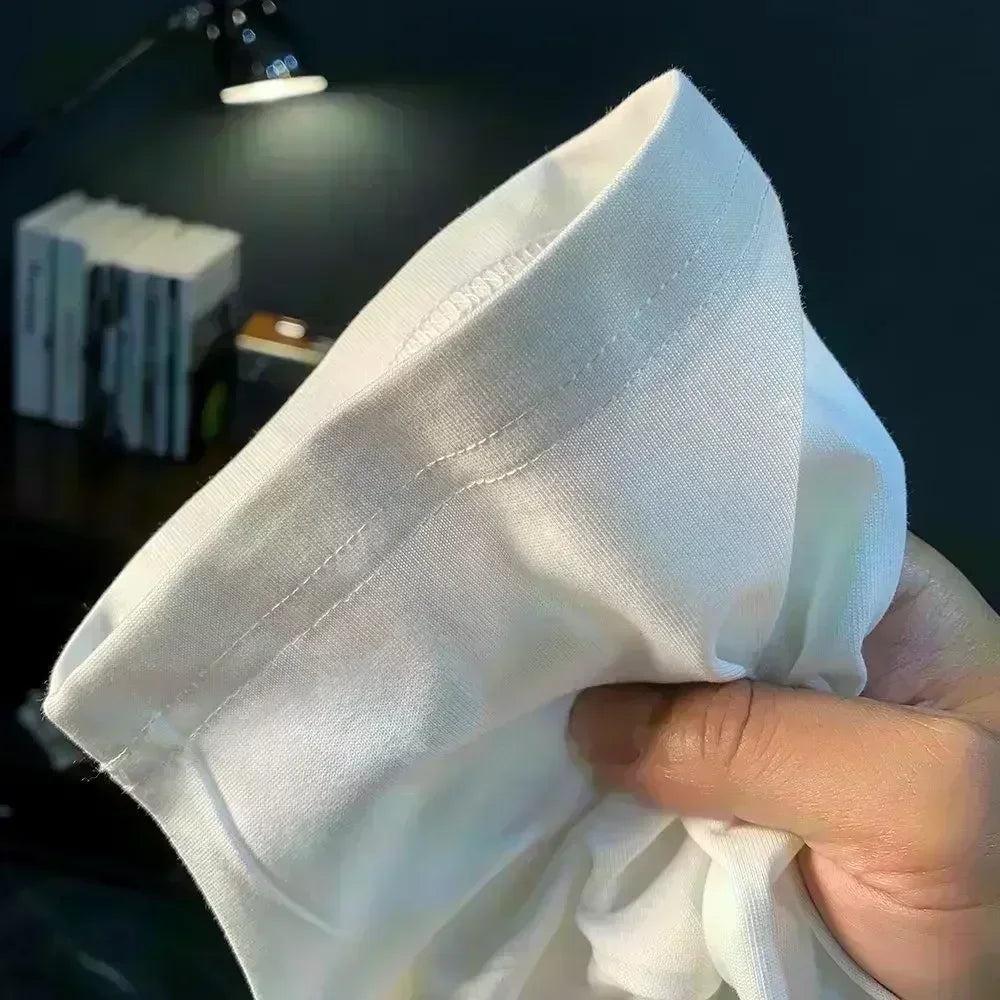 Close-up of the fabric detail on the Pierce The Veil Band T-Shirt - Black Unisex Cotton Crew Neck Tee.