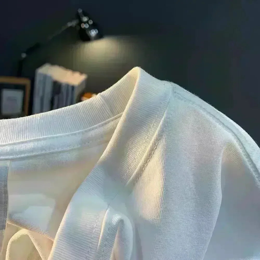 Pierce The Veil Band T-Shirt - Black Unisex Cotton Crew Neck Tee close-up of the shoulder and neckline detail.