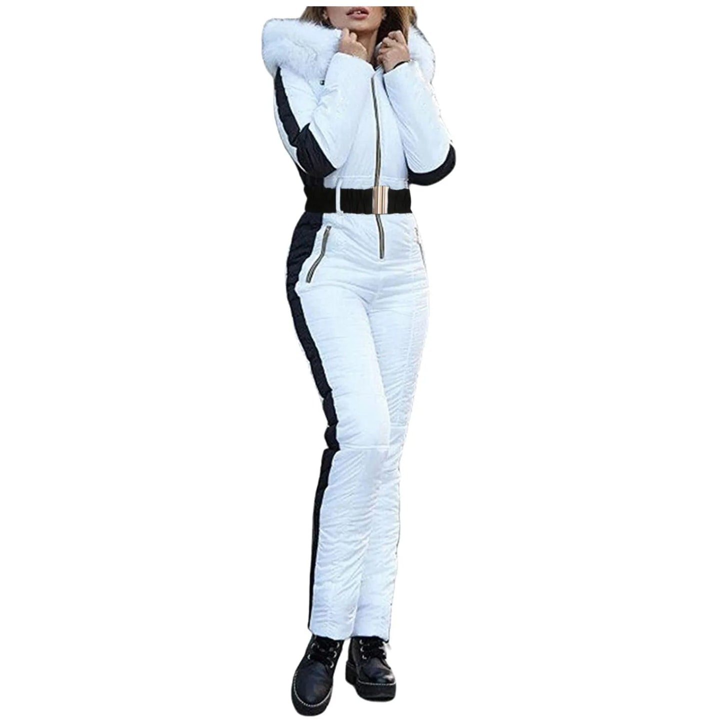 Women's Ski Parka - Thickened Quilted Jumpsuit with Removable Zipper