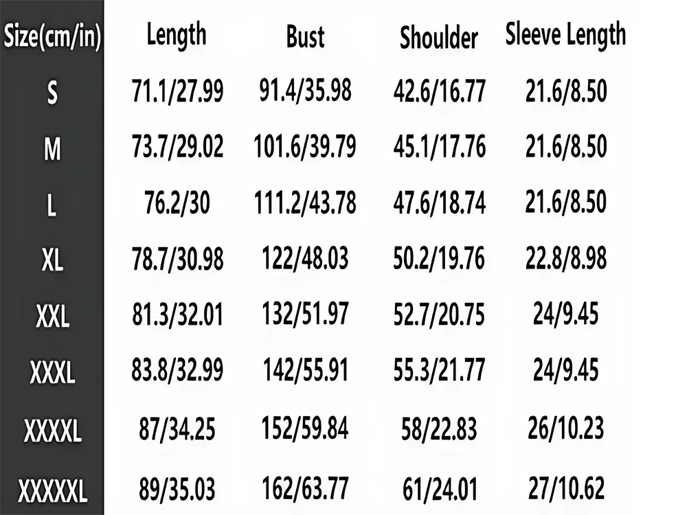 Size chart for Pierce The Veil Band T-Shirt - Black Unisex Cotton Crew Neck Tee including measurements for various sizes.