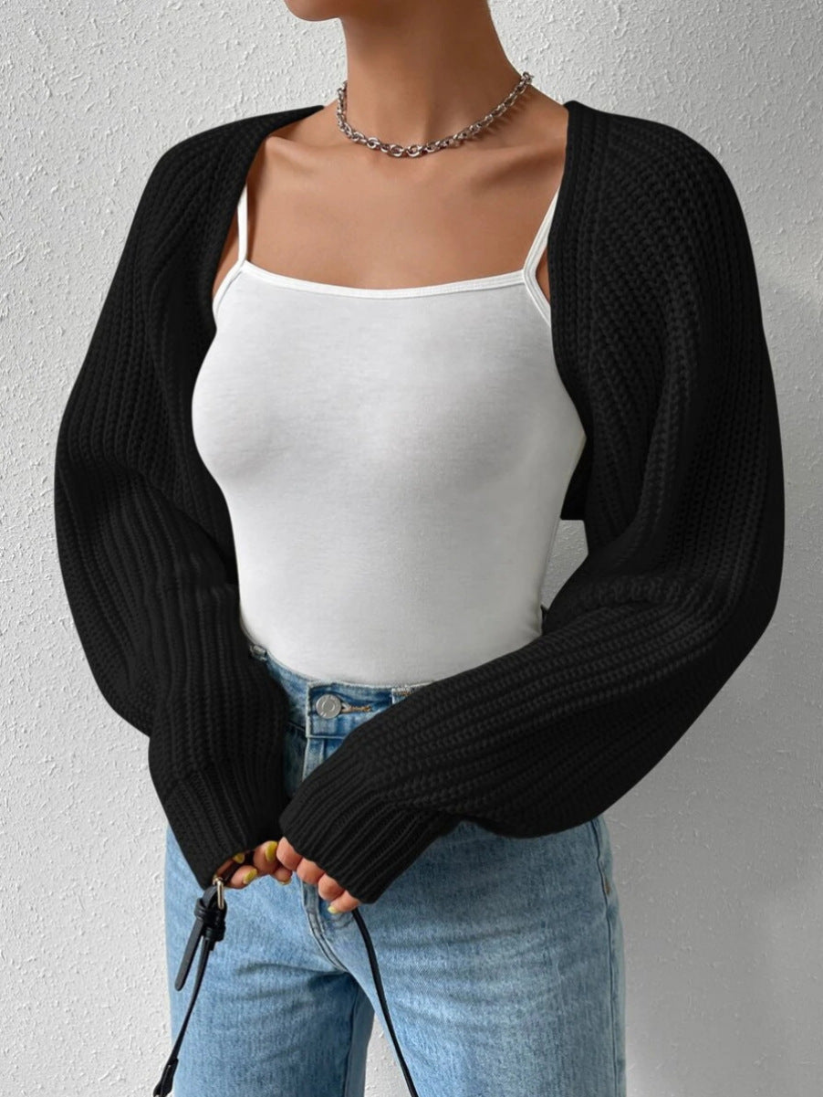 Women's Open Front Cropped Cardigan