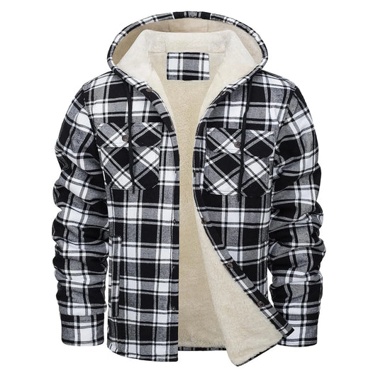 Thick Warm Flannel Hooded Jacket Mens
