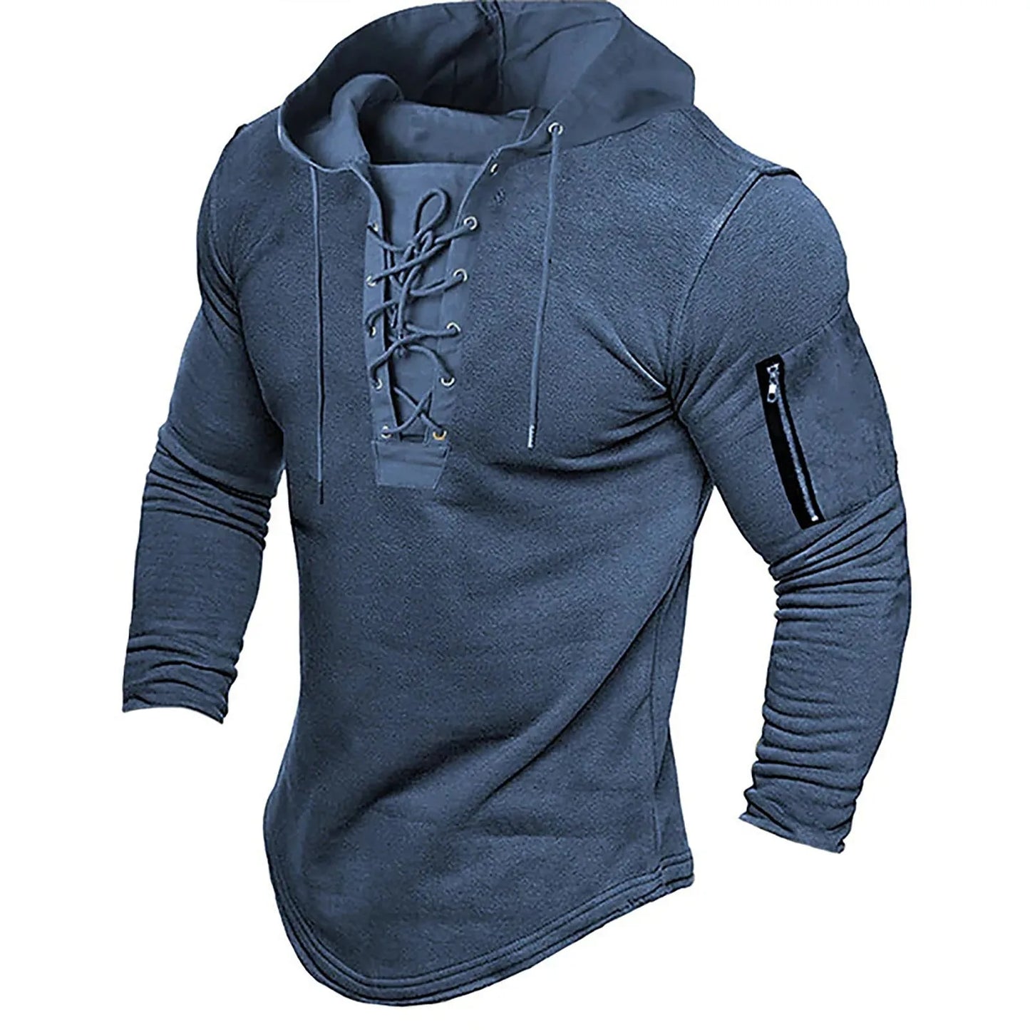 Men's Lace-Up Pullover Hoodie