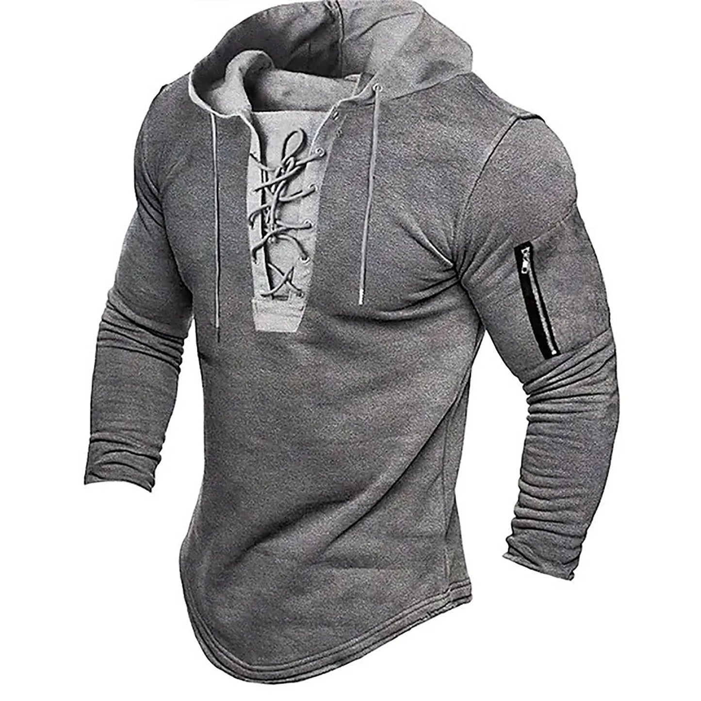 Men's Lace-Up Pullover Hoodie