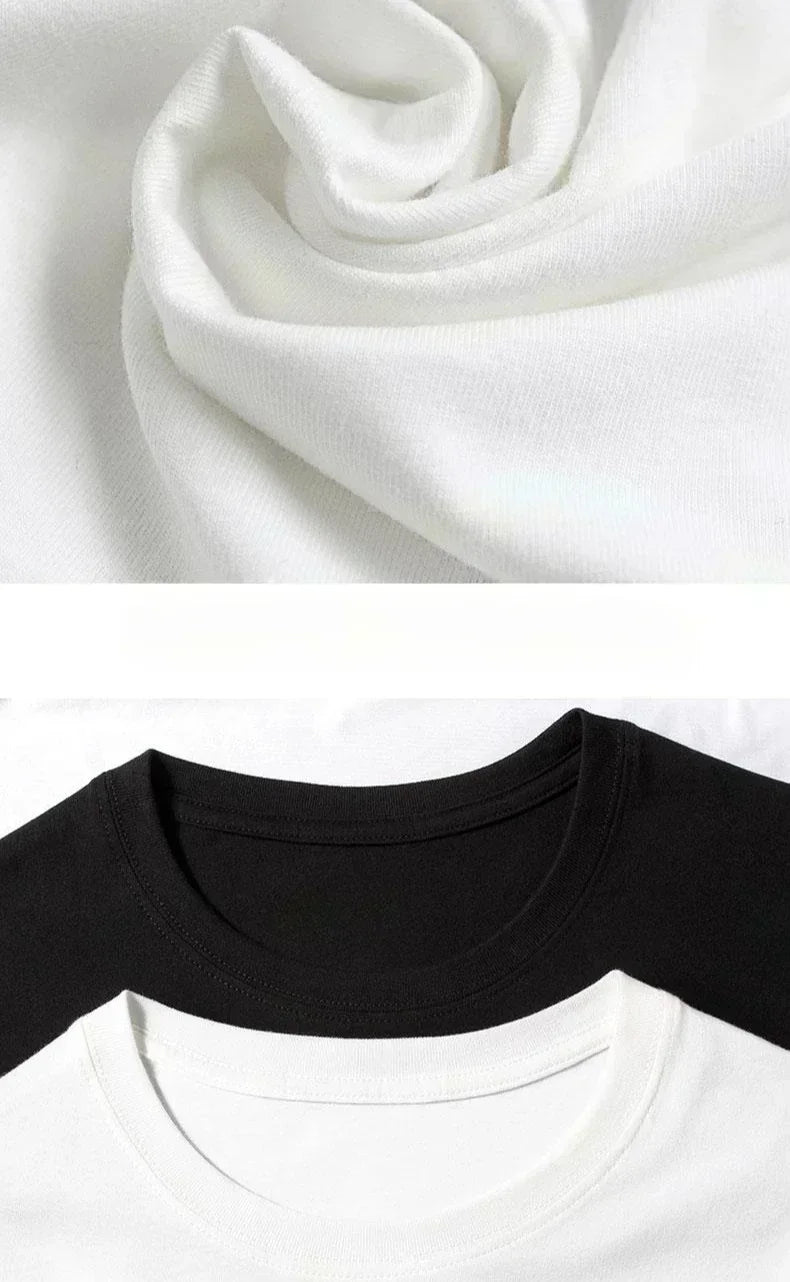 Close-up of fabric texture showcasing white and black crew neck t-shirts, perfect for Pierce The Veil Band T-Shirt design.