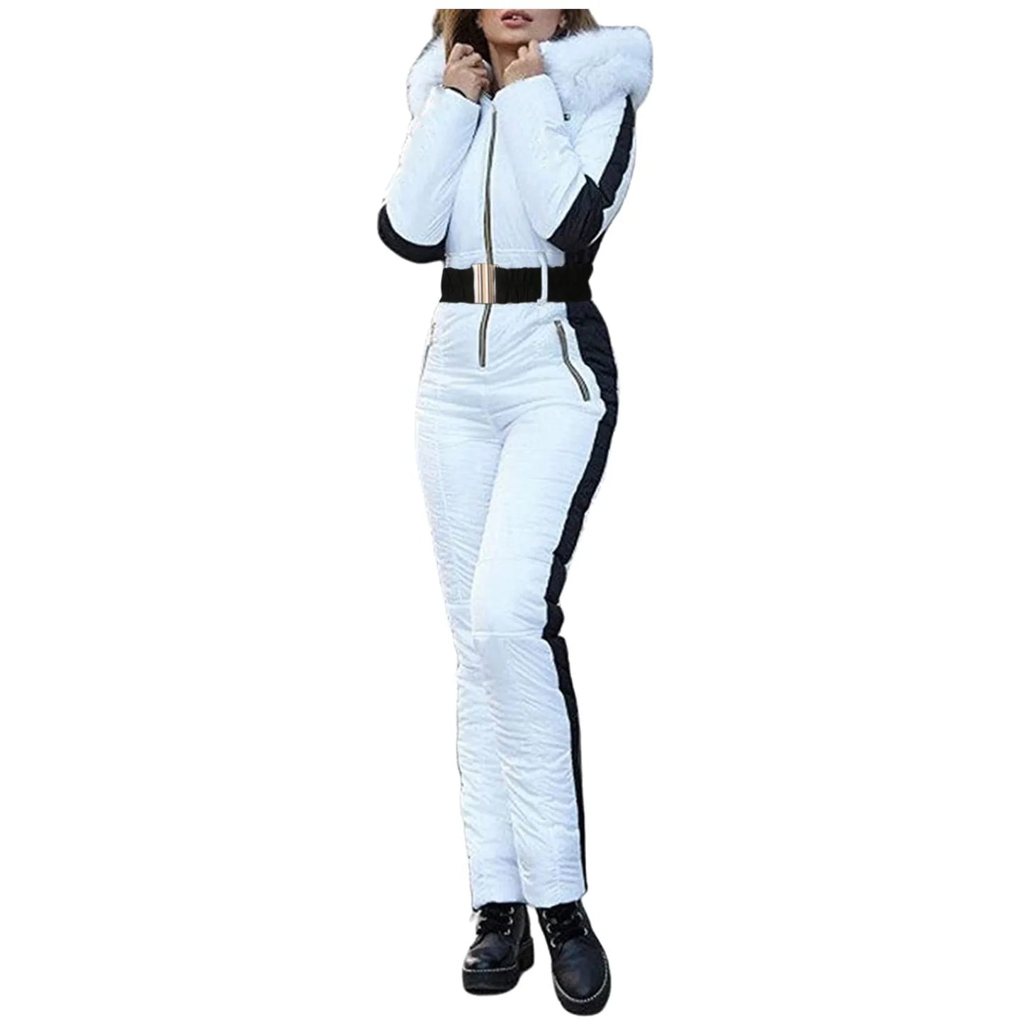 Women's Ski Parka - Thickened Quilted Jumpsuit with Removable Zipper