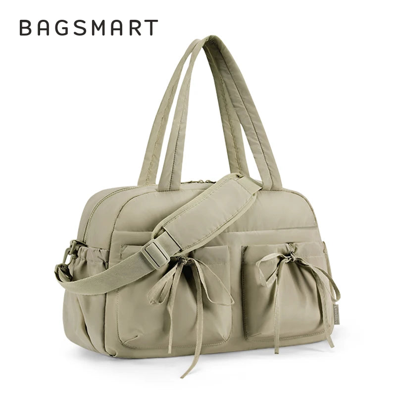 BAGSMART Waterproof Duffel Bag for Women with Wet Pocket Travel Weekender Shoulder Bag Carry on Beach Essentials Soft Polyester