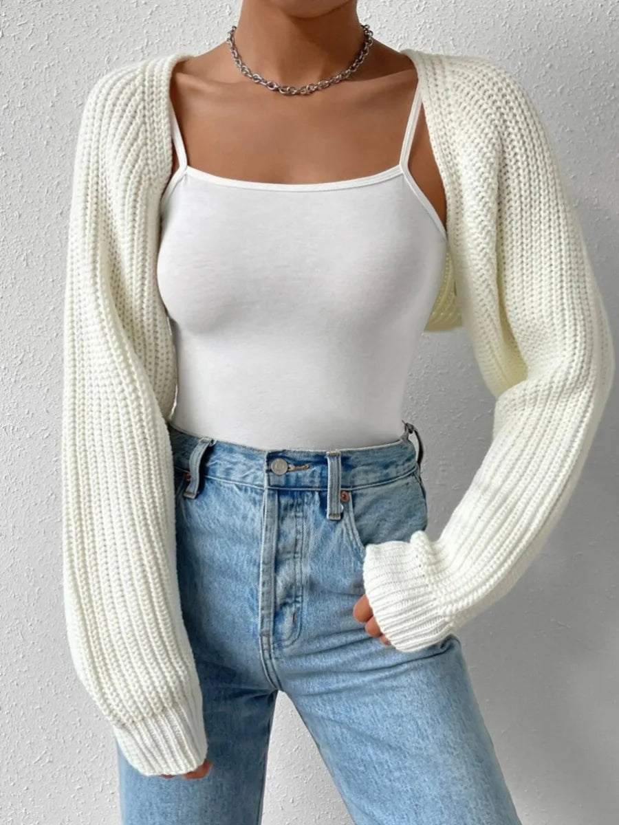 Women's Open Front Cropped Cardigan