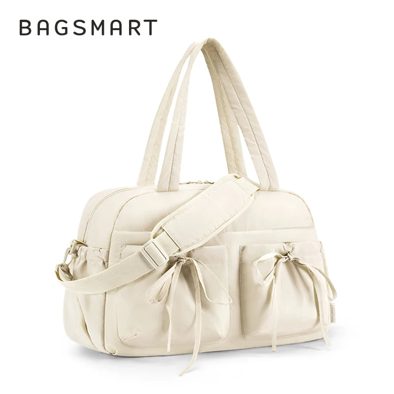 BAGSMART Waterproof Duffel Bag for Women with Wet Pocket Travel Weekender Shoulder Bag Carry on Beach Essentials Soft Polyester