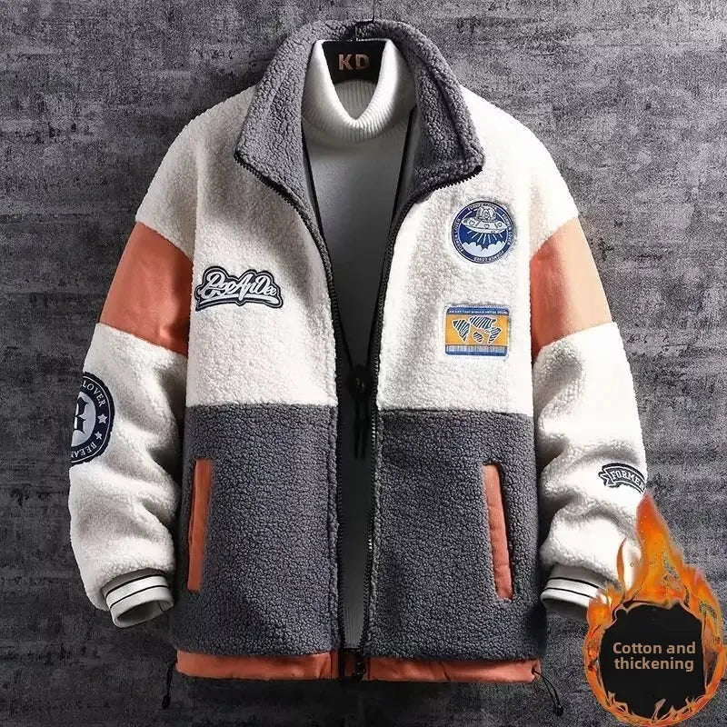 Winter Men's Wool Top Jacket Korean Style Trendy Versatile Casual Loose Fit Fleece Lined Thickened Shake Fleece Jacket For Men