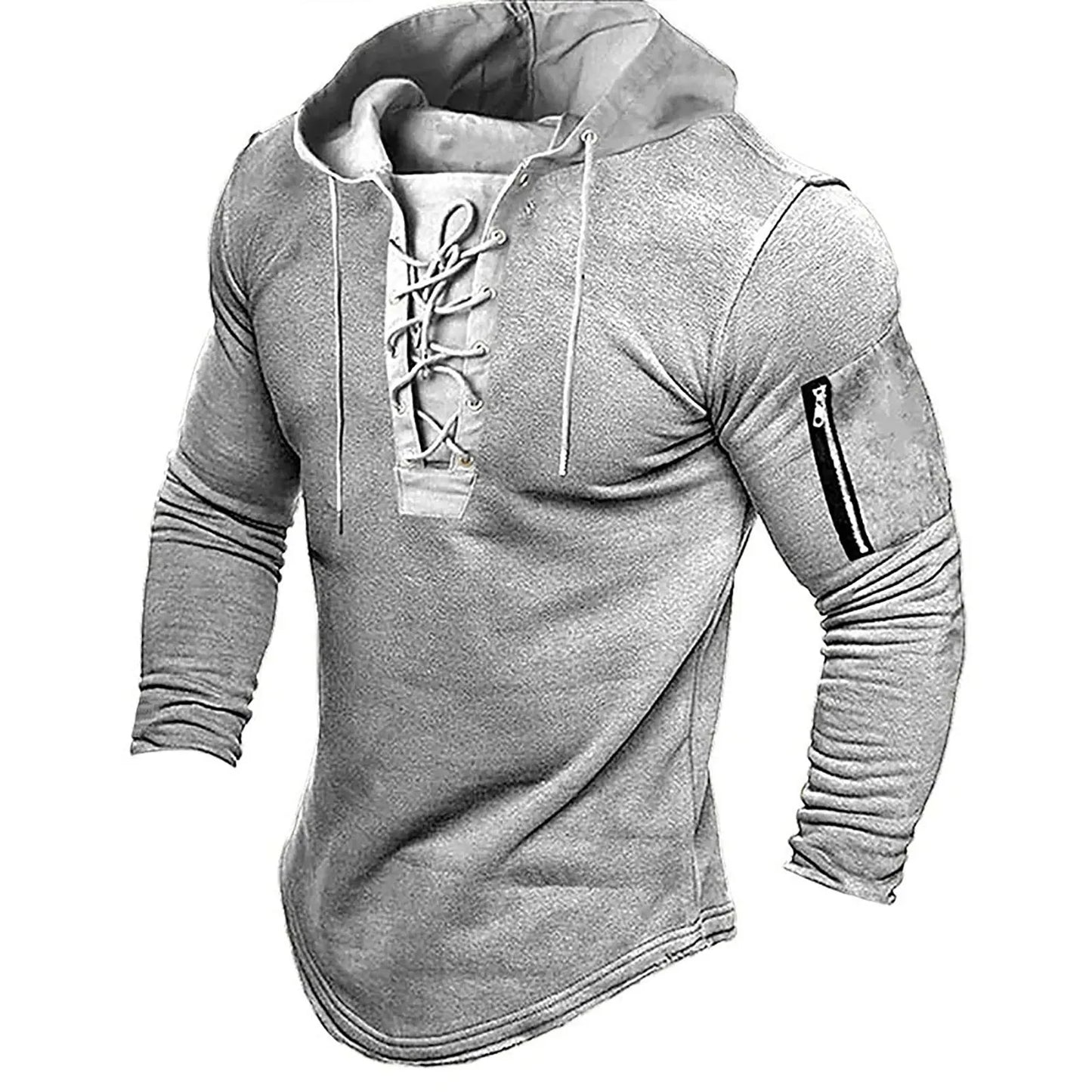 Men's Lace-Up Pullover Hoodie