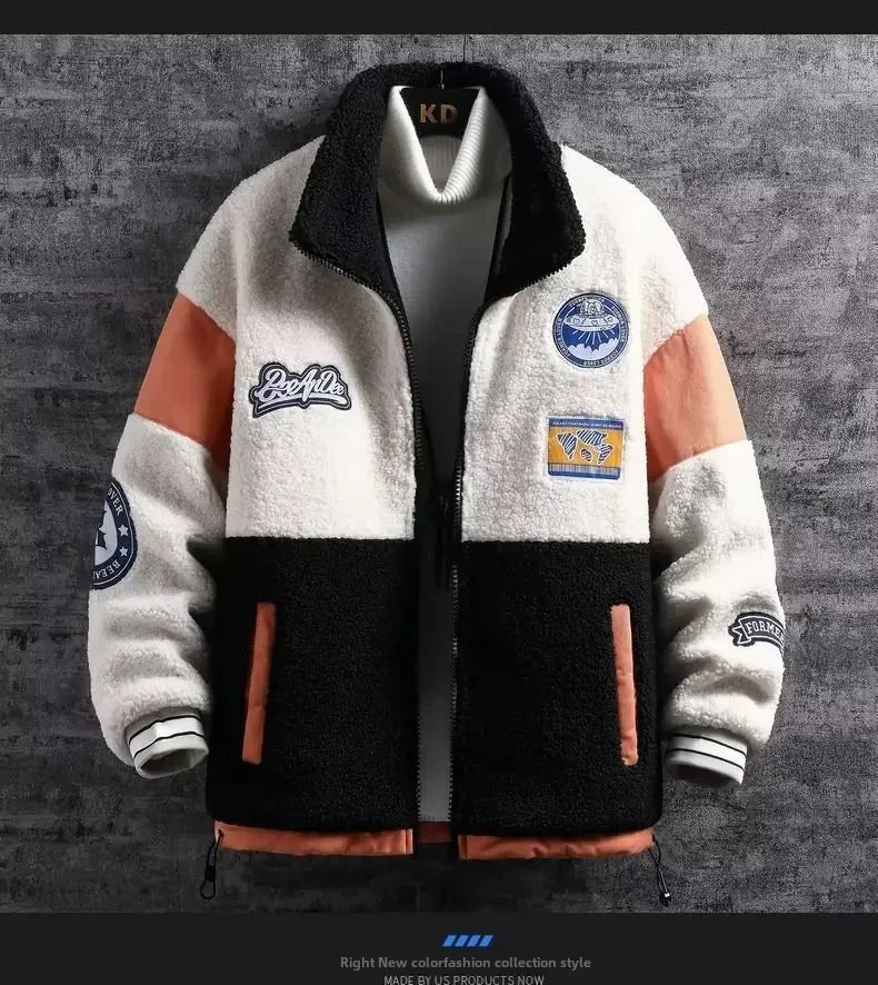 Winter Men's Wool Top Jacket Korean Style Trendy Versatile Casual Loose Fit Fleece Lined Thickened Shake Fleece Jacket For Men